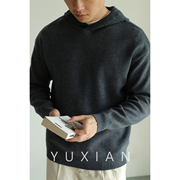 yuxian日系复古16针复古套头，连帽卫衣毛衣，针织衫内搭长袖男士秋冬
