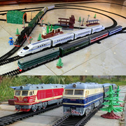 火车模型电力机车益智手工玩具，车绿皮谐号车厢，大型电动轻轨轨道