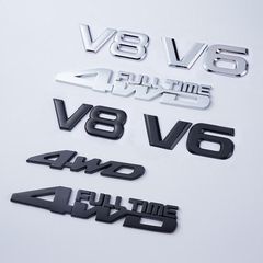 汽车改装金属标3D立体贴V8V6标志车贴贴标排量车标改装尾标金属标