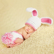 婴儿摄影服装宝宝满月照，衣服影楼月子照，道具新生儿拍照小兔子造型