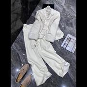 新中式套装2023冬装国风女装高级感白色棉服今年流行两件套女