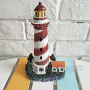地中海风格彩色小屋灯塔摆件树脂灯塔桌面摆设造景装饰品模型道具