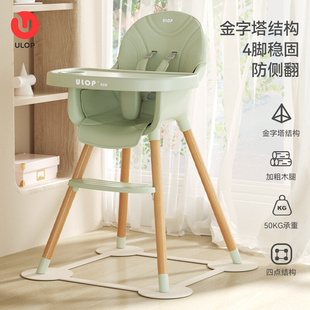 LO博婴儿餐椅约实木宝宝吃饭餐桌椅家用榉木质儿童高脚椅