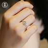 唐奢925纯银莫桑石仿真(石仿真)求结婚钻石戒指男女小众设计情侣时尚个性