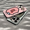 卡通绿色鳄鱼粉色小猪头像手机壳适用于iphone15promax二合一磨砂肤感保护套苹果11121314情侣软壳小众风