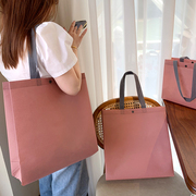 粉色暗扣服装店无纺布，手提袋定制logo加厚女装包装环保手拎袋子