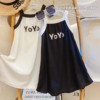 女童字母印花韩版吊带洋气a字公主沙滩裙，2023夏装海滩连衣裙