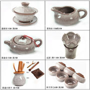 冰裂陶瓷茶具整套装功夫杯子灰白色冰裂茶壶盖碗茶叶罐茶道六君灰