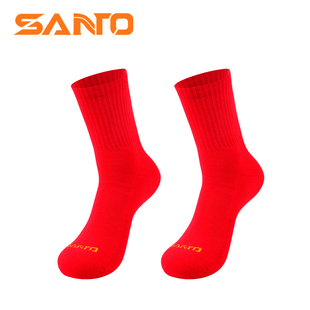 2双装 山拓SANTO袜子秋冬保暖毛圈袜男女通用红色中筒袜