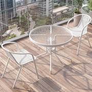 阳台小桌椅休闲茶桌椅，组合白色钢化玻璃，折叠桌家用简约小餐桌茶几
