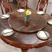 全实木中式雕花圆形餐桌椅组合10人带转盘橡木大圆餐桌家用吃饭桌