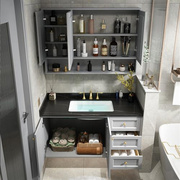 北欧岩板陶瓷盆实木浴室柜，组合简约智能卫生间，洗漱台面盆切角定制