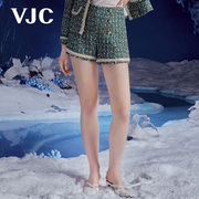 VJC/威杰思秋季女装小香高腰短裤粗花呢气质通勤阔腿裤