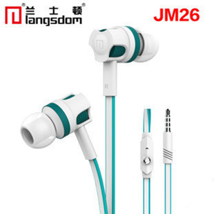 兰士顿jm26入耳式面条线，耳机带麦线控语音带麦电脑手机耳机