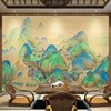 千里江山图壁纸新中式国画，山水壁画电视背景，墙纸客厅墙布茶室壁布