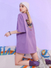 紫色t恤女2024夏季纯棉，宽松短袖上衣中长款设计感小众情侣潮