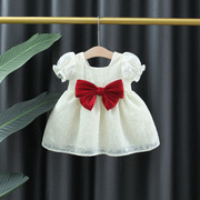 洋气女童短袖连衣裙夏季儿童小女孩，蕾丝公主裙子，0一1-3岁宝宝夏装