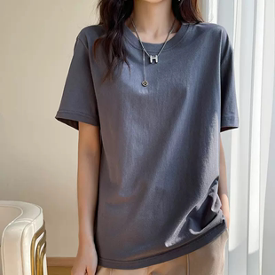 t1纯棉ins短袖，女韩版修身打底圆领纯色，t恤夏款短袖