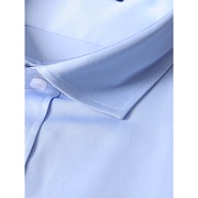 甩 蓝色长袖衬衫男 法式袖扣100%棉 普洛克 四季纯棉纯色衬衣