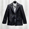 韩版重工小众领口设计金属，铆钉西装外套，男士潮流个性拼接痞帅宽松