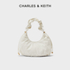 charles&keith柔软个性，ck2-20271138抽绳褶皱时尚，手提单肩包女包