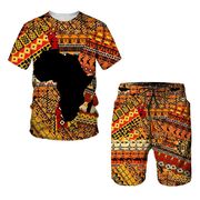非洲民族风T恤短裤套装African ethnic style short-sleeved suit