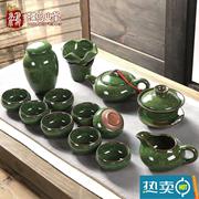 七彩冰裂茶具套装盖碗功夫茶杯，陶瓷茶壶茶，道家用釉七件套组合整套