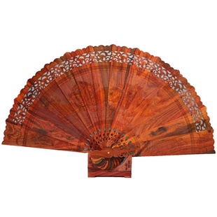 红木扇子雕刻老挝红酸枝扇子，定制摆件折扇，实木古风订做仿古中国风