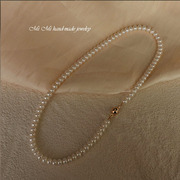 mimi轻奢小众项链，s925纯银圆形吸力扣天然淡水珍珠锁骨链颈链