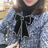 韩版英伦学院风小香风格纯色绒布领花黑色领结水钻衬衫系带装饰