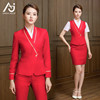 南航空姐制服女职业套装，高铁酒店迎宾工作服时尚，珠宝店工装大红色