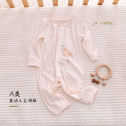 婴儿夏装长袖连体衣纯棉，6-12月空调服睡衣超薄款，男女宝宝爬服夏季