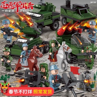 乐高积木志愿军抗美援朝长津湖战役飞机坦克军事儿童拼装积木玩具