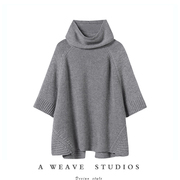 这设计太好看~羊绒针织衫堆堆领毛衣女秋冬加厚宽松羊绒衫