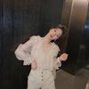 长袖雪纺衫女2021年夏季韩版宽松喇叭袖上衣，洋气时尚衬衫超仙