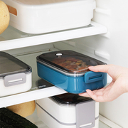日本食品级保鲜盒冰箱食品收纳盒微波炉加热塑料饭盒长方形便当盒