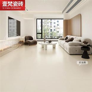 侘寂风微水泥柔光瓷砖600x1200奶油白客厅(白客厅，)地砖素色地板砖800x800
