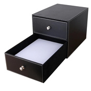 皮质桌面杂物整理收纳盒 抽屉式办公室文件收纳储物柜书桌置物架*