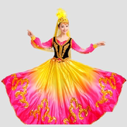 新疆维吾尔族舞蹈演出服男女民族长裙连体大摆裙舞台表演服装成人