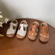 女童鞋子公主鞋2024年春秋季儿童刺绣小皮鞋优雅时尚软底单鞋