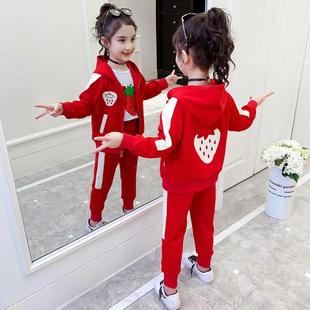 女童秋季运动三件套2021春秋洋气儿童，网红卫衣套装女孩童装潮