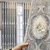 客厅浮雕刺绣窗帘高档灰色，2023卧室书房，遮光布料轻奢大气绣花