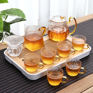 耐高温玻璃茶具套装整套竹茶盘，家用加厚泡茶壶功夫茶具花茶泡茶器