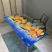 环氧树脂家用桌实木大板胡桃木花梨木原木河流茶桌餐桌茶台书桌面