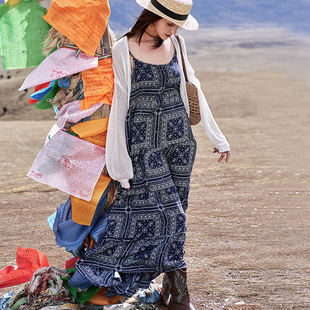 波西米亚连衣裙文艺气质吊带裙新疆旅游穿搭海边沙滩裙度假长裙女