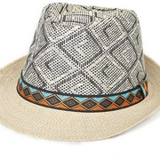 Panama Straw Jazz Hat 彩色织带格纹巴拿马草帽爵士帽潮流