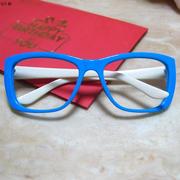 无镜片眼镜框女装饰方形红色框黑框蓝色无镜片眼镜框眼睛架搭