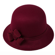 秋冬季女帽圆顶礼帽毛呢女士，盆帽时装帽子，圆帽冬季女帽时装帽子