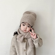 秋冬季儿童帽子围巾，两件套防寒小朋友，针织帽男女宝宝一体套装保暖