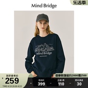 MB MindBridge韩系休闲圆领刺绣卫衣女纯棉上衣春季学院风长袖T恤